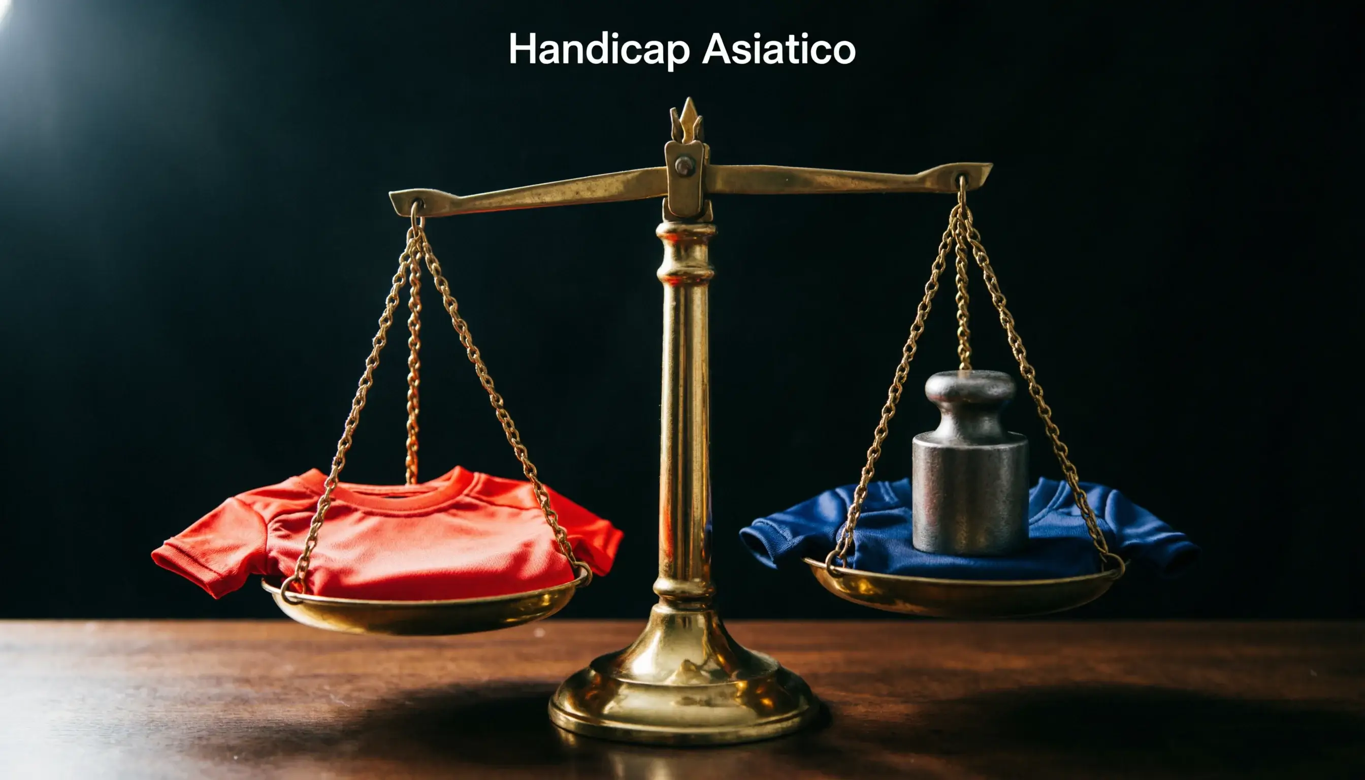 Bilancia stilizzata con due squadre di calcio a simboleggiare il bilanciamento dell'handicap