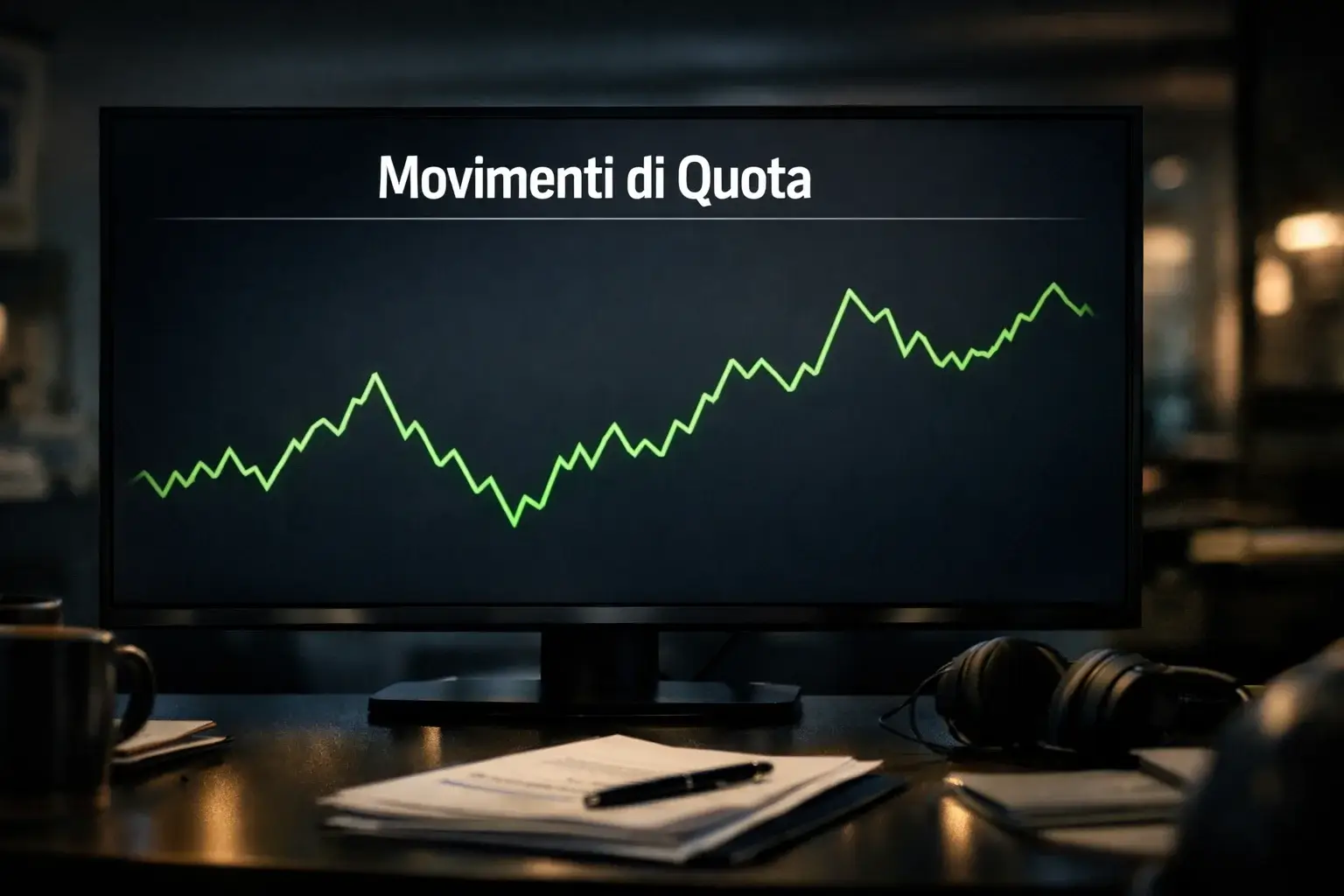 Grafico semplice con una linea che sale e scende a rappresentare i movimenti delle quote